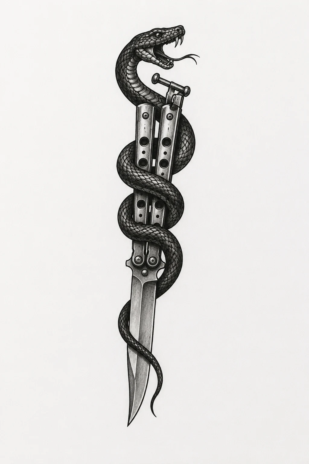 Butterfly Knife Tattoo With Snake — butterfly knife tattoo style outfit