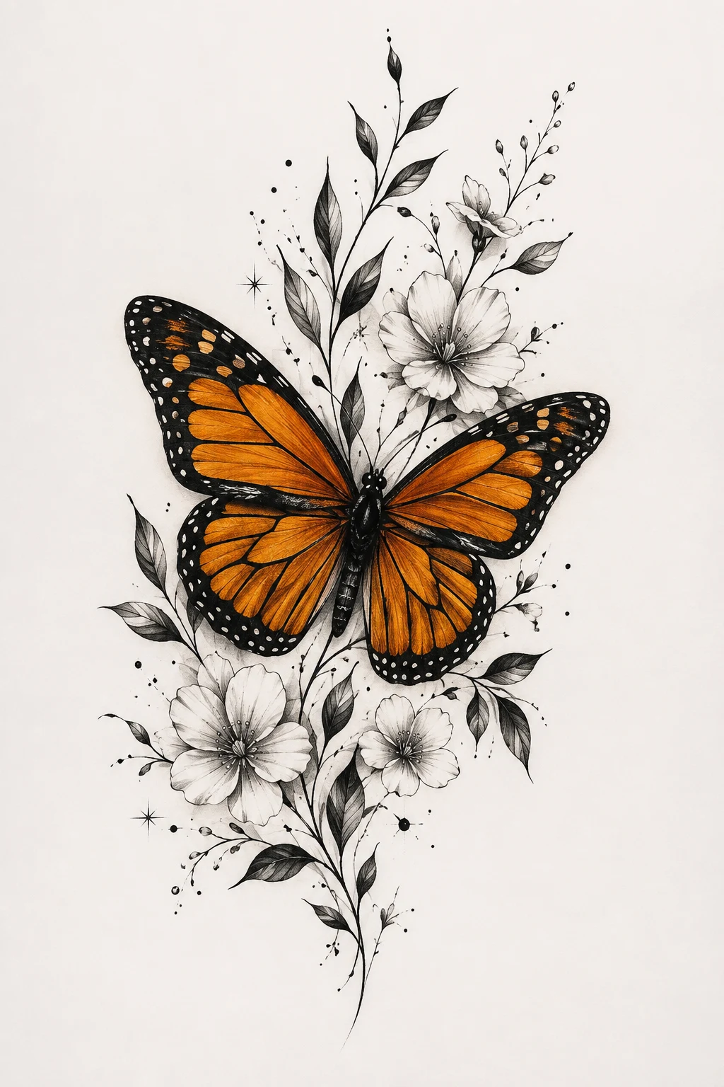 Classic Monarch Butterfly Leg Tattoo — butterfly leg tattoo style outfit