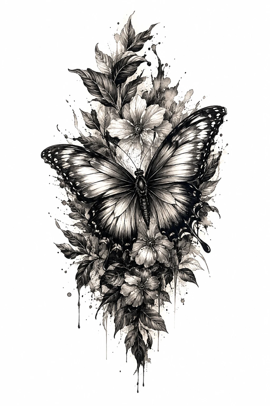 Butterfly Cover-Up Design — butterfly leg tattoo style outfit