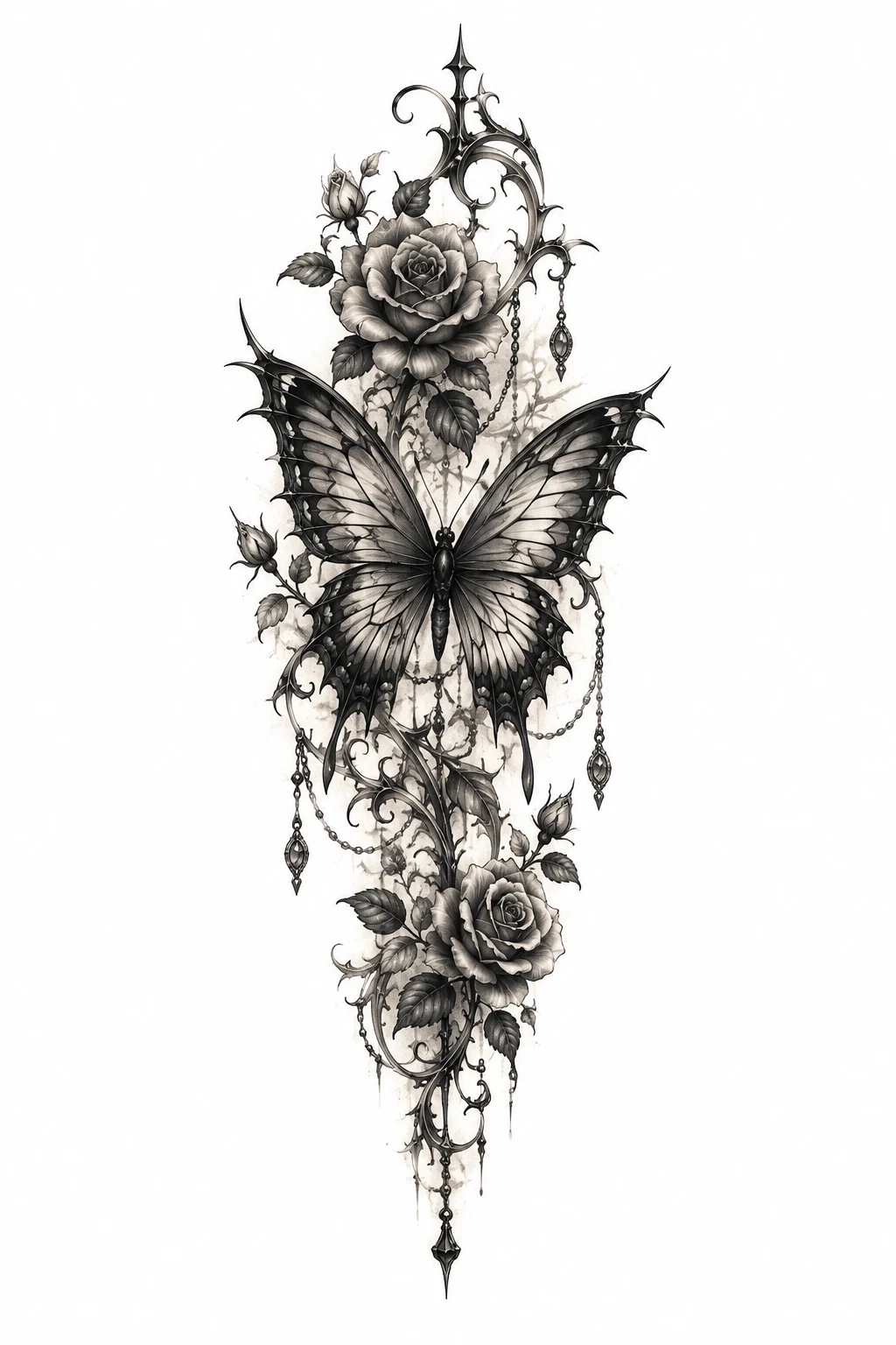 Gothic Butterfly Leg Tattoo — butterfly leg tattoo style outfit