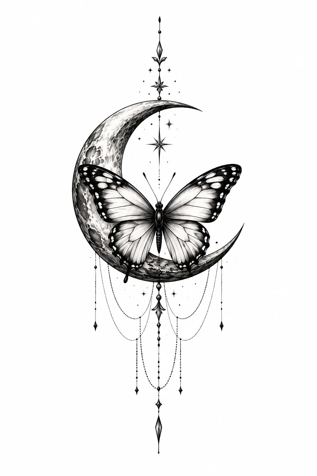 Butterfly With a Crescent Moon — butterfly leg tattoo style outfit