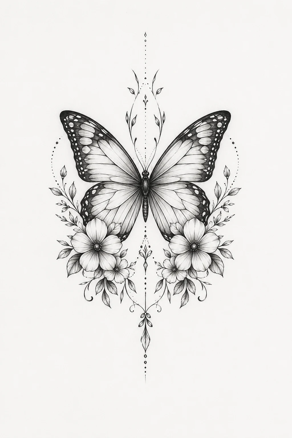 Butterfly With Floral Details — butterfly neck tattoo style outfit