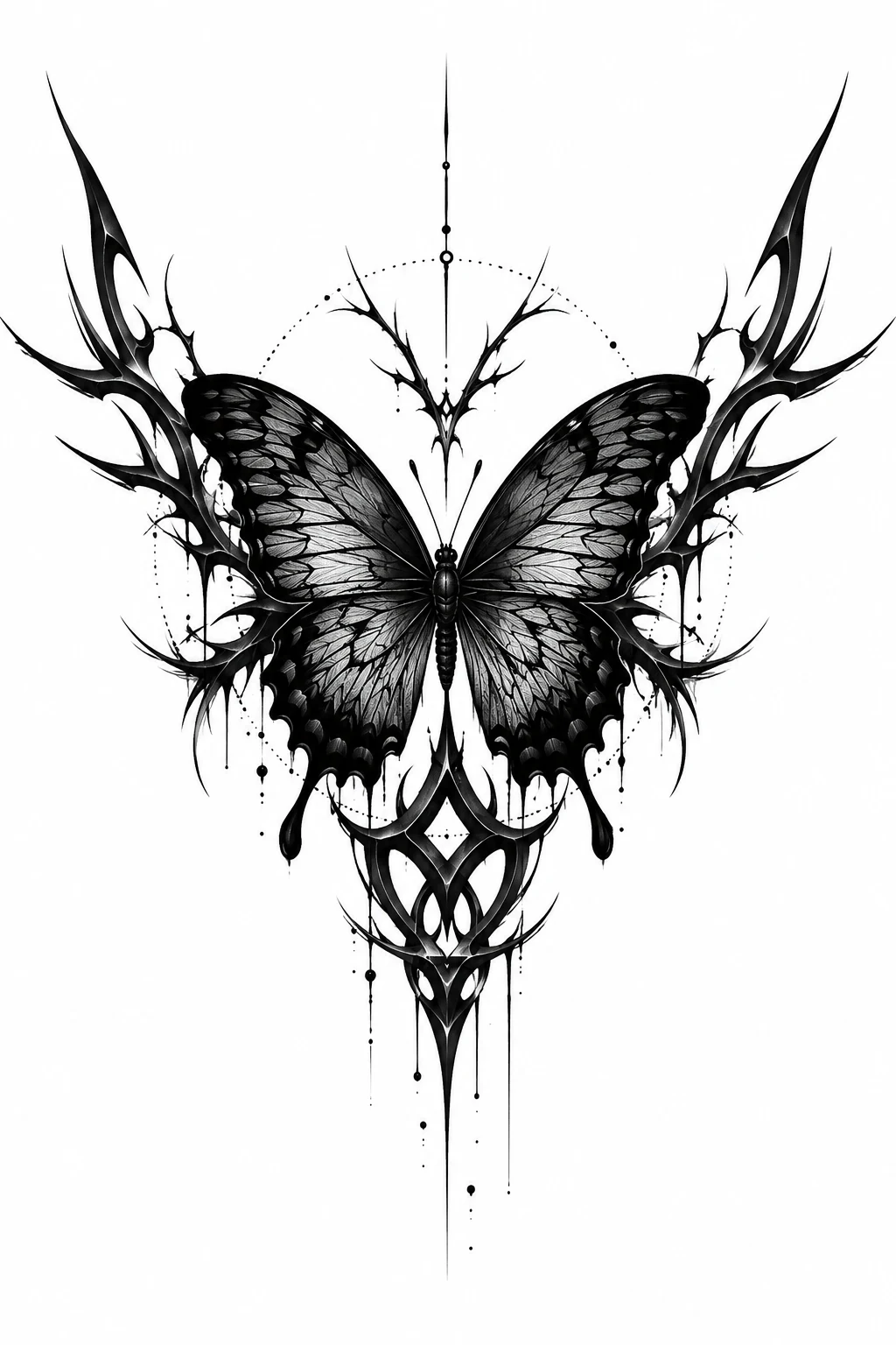 Butterfly Neck Tattoo for Men: Blackwork Style — butterfly neck tattoo style outfit