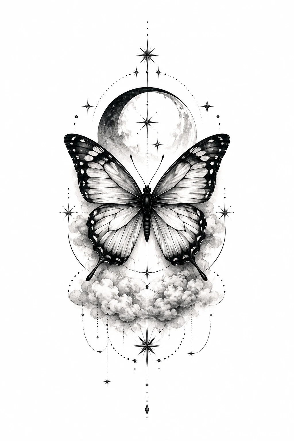 Celestial Butterfly Memorial — butterfly remembrance tattoo style outfit