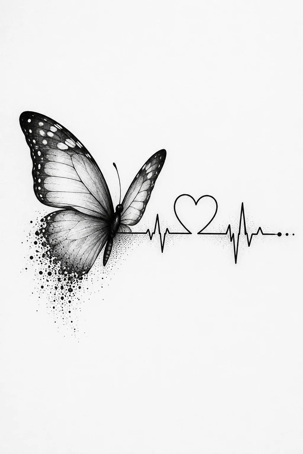 Butterfly With a Heartbeat Line — butterfly remembrance tattoo style outfit