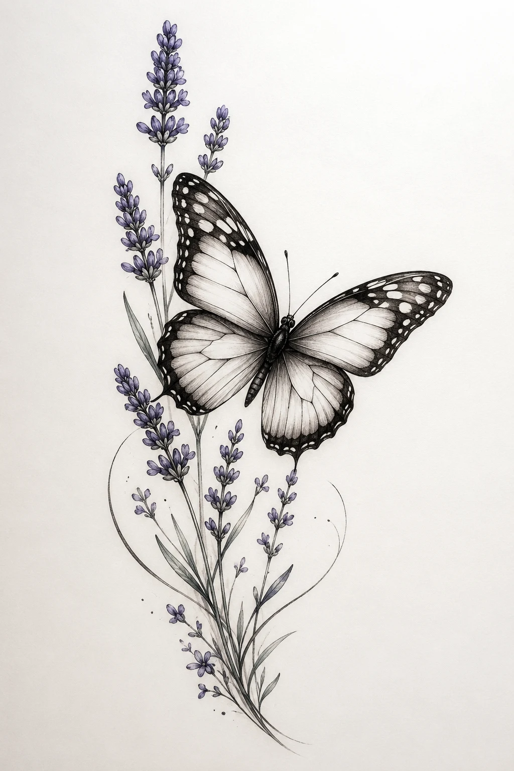 Butterfly and Lavender Remembrance Tattoo — butterfly remembrance tattoo style outfit