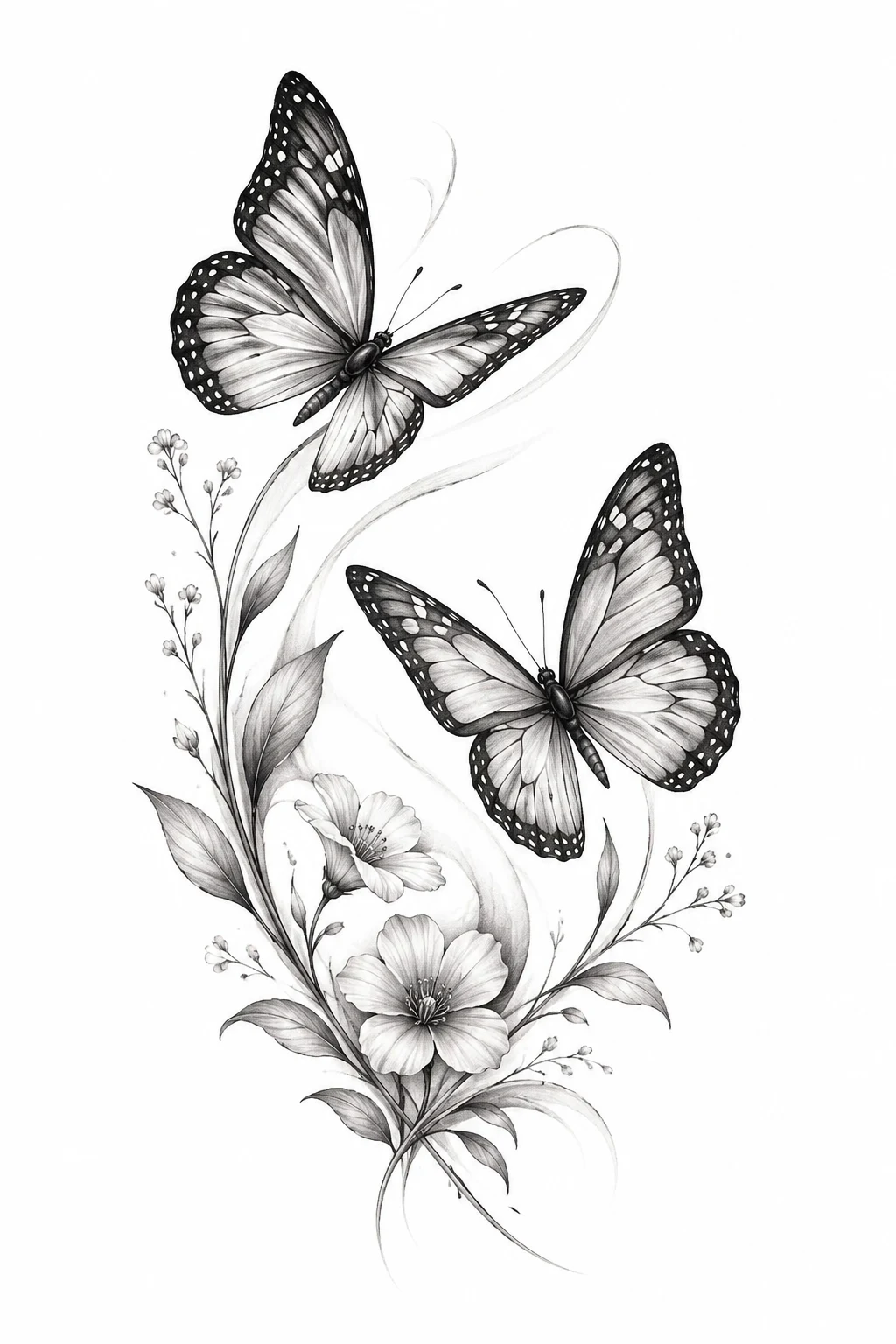 Double Butterfly Memorial Tattoo — butterfly remembrance tattoo style outfit