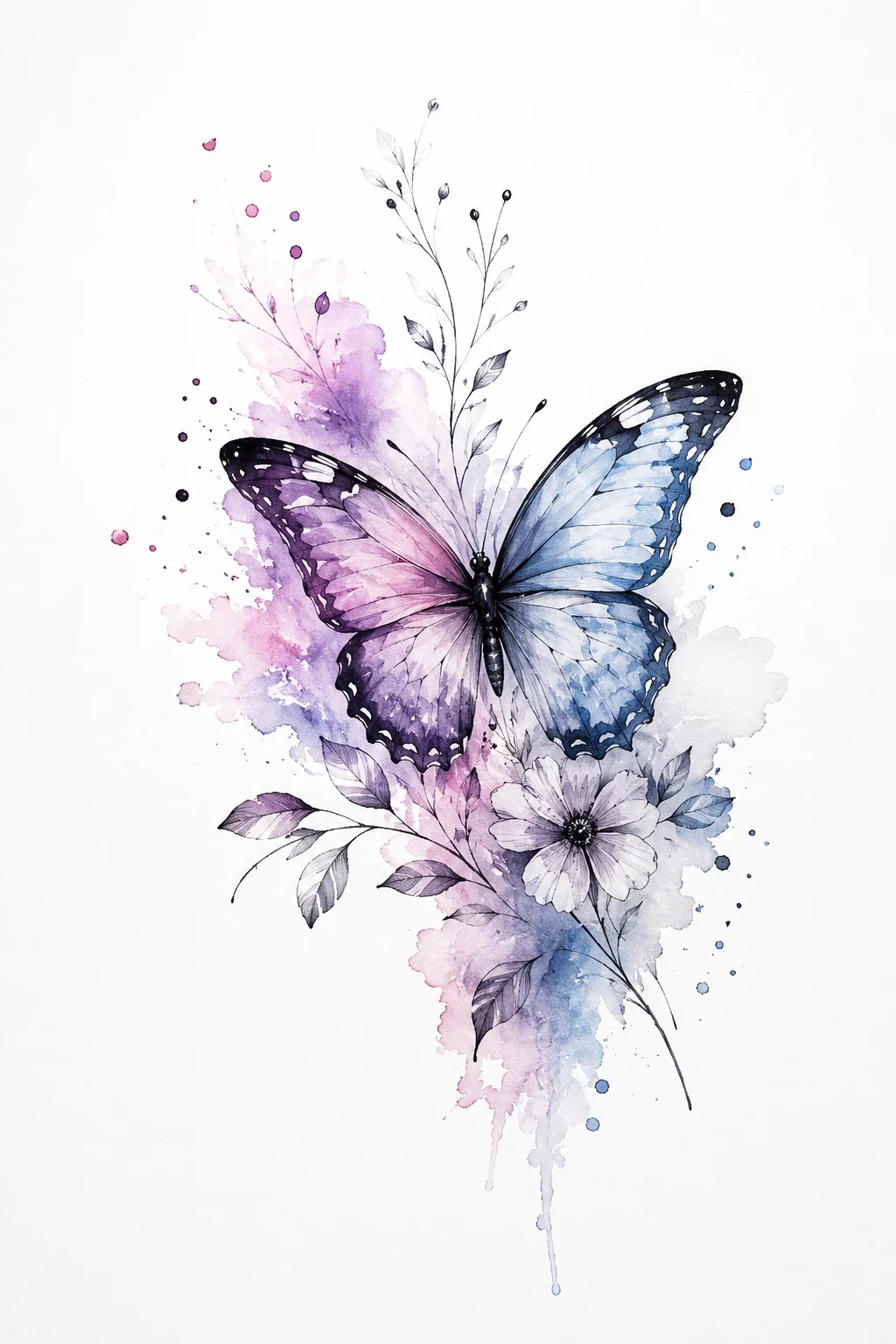 Watercolor Butterfly Memorial Design — butterfly remembrance tattoo style outfit
