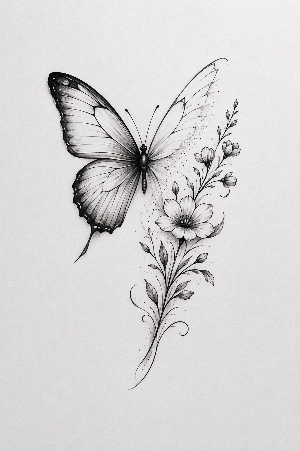 Butterfly and Handwritten Name — butterfly remembrance tattoo style outfit