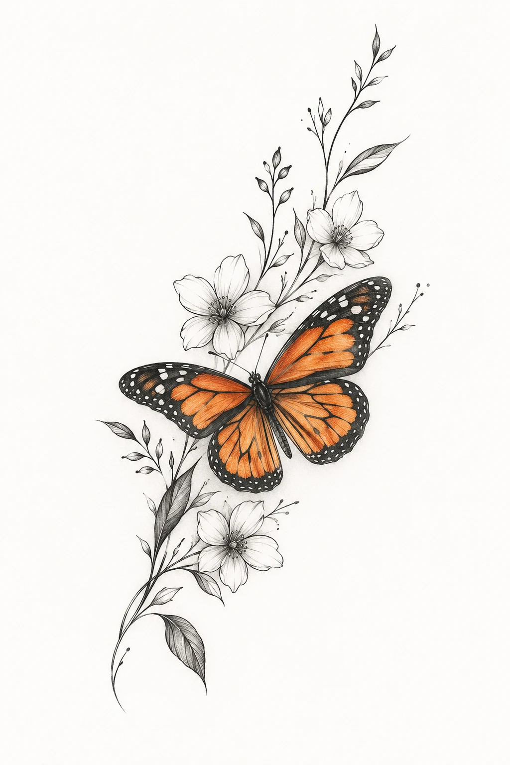 Fine-Line Monarch Butterfly Rib Tattoo — butterfly rib tattoo style outfit