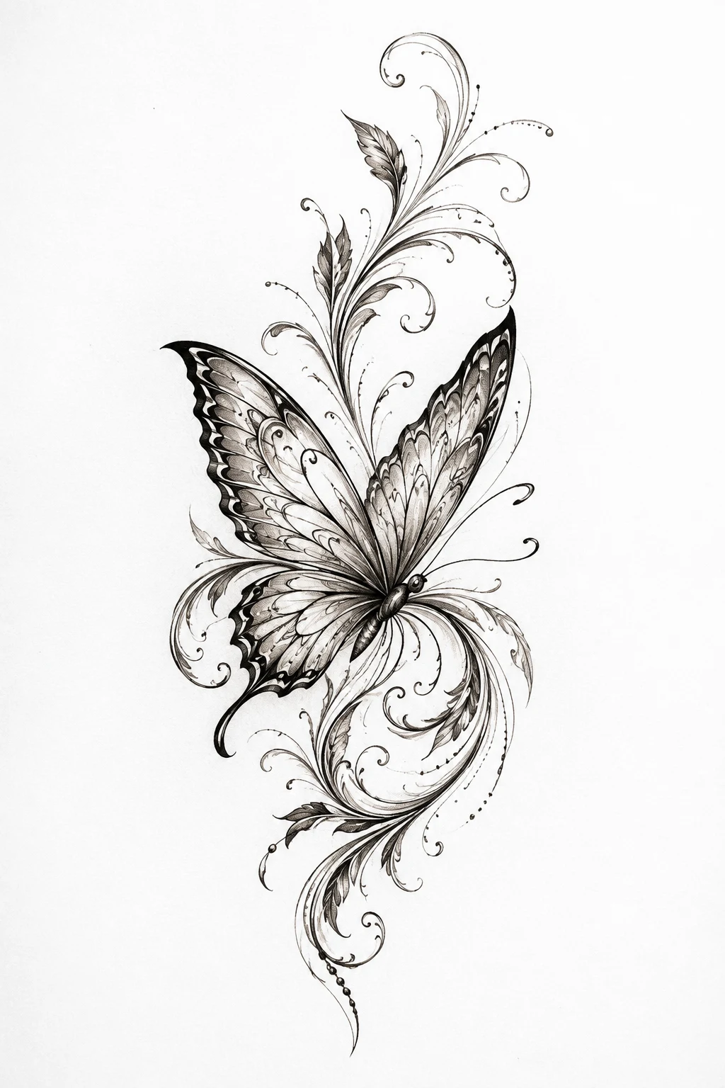 elegant Ornamental Butterfly — butterfly rib tattoo style outfit