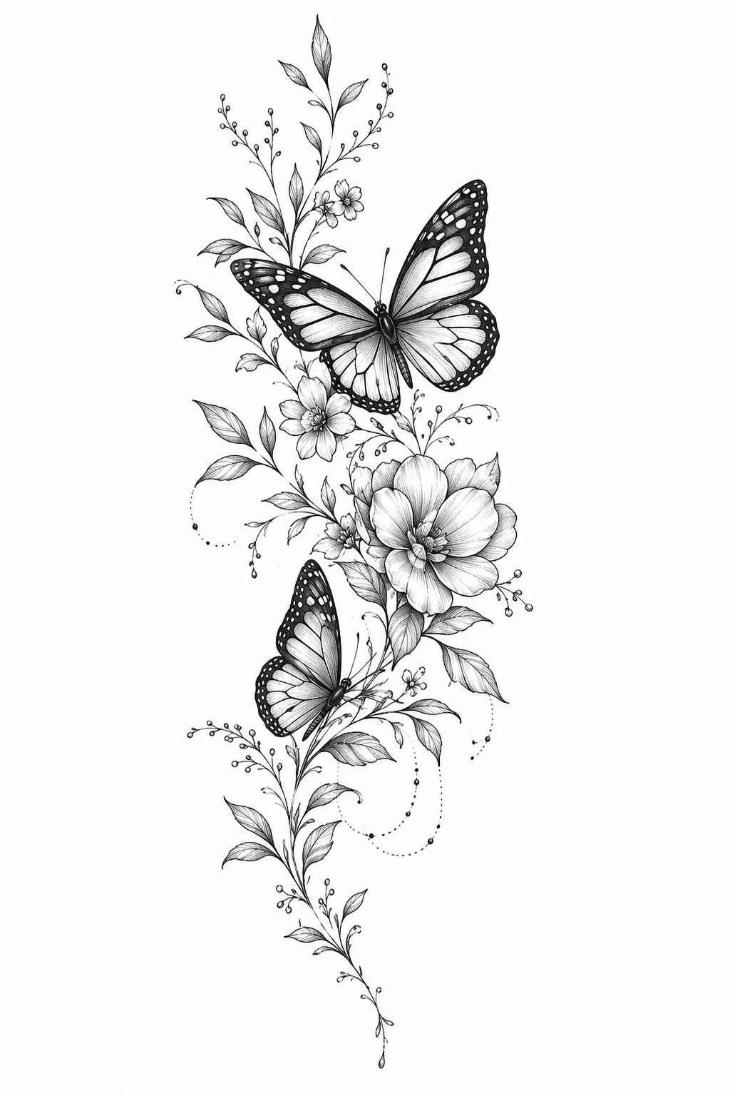 Botanical Butterfly Rib Tattoo — butterfly rib tattoo style outfit