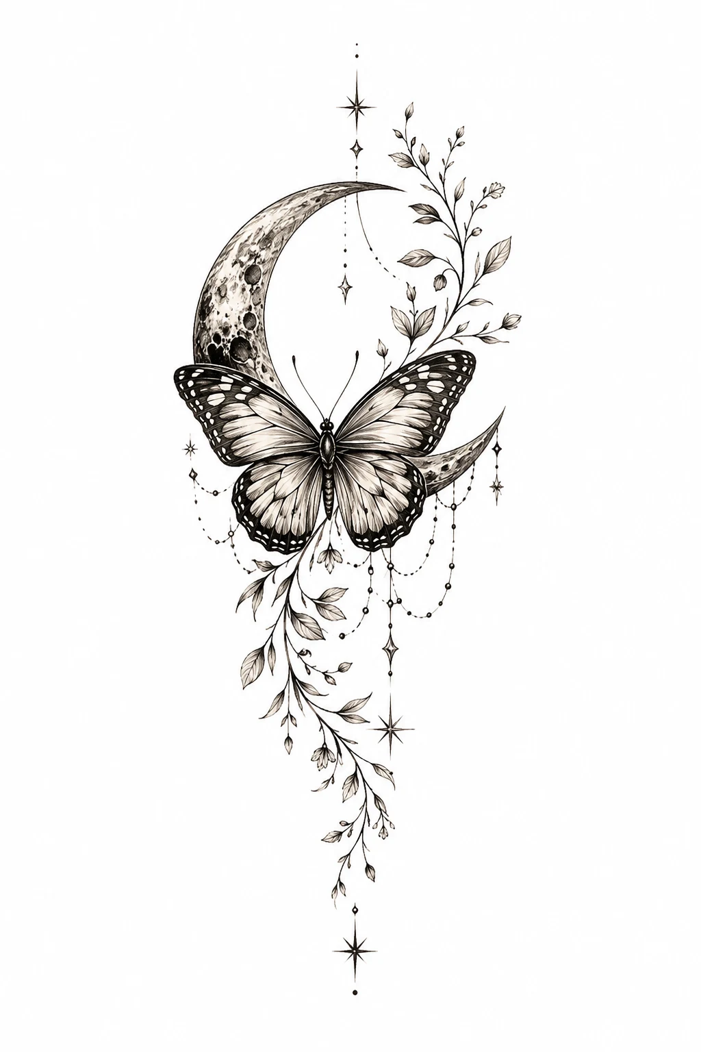 Butterfly and Moon Rib Tattoo — butterfly rib tattoo style outfit