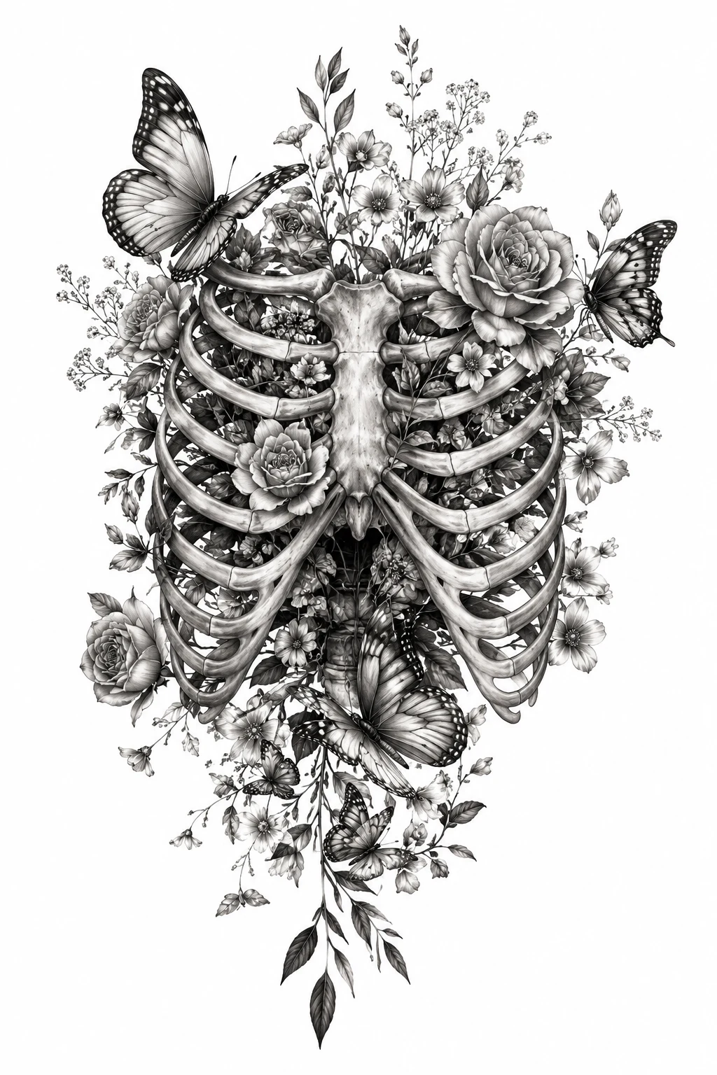 Butterfly Rib Cage Bouquet — butterfly rib tattoo style outfit