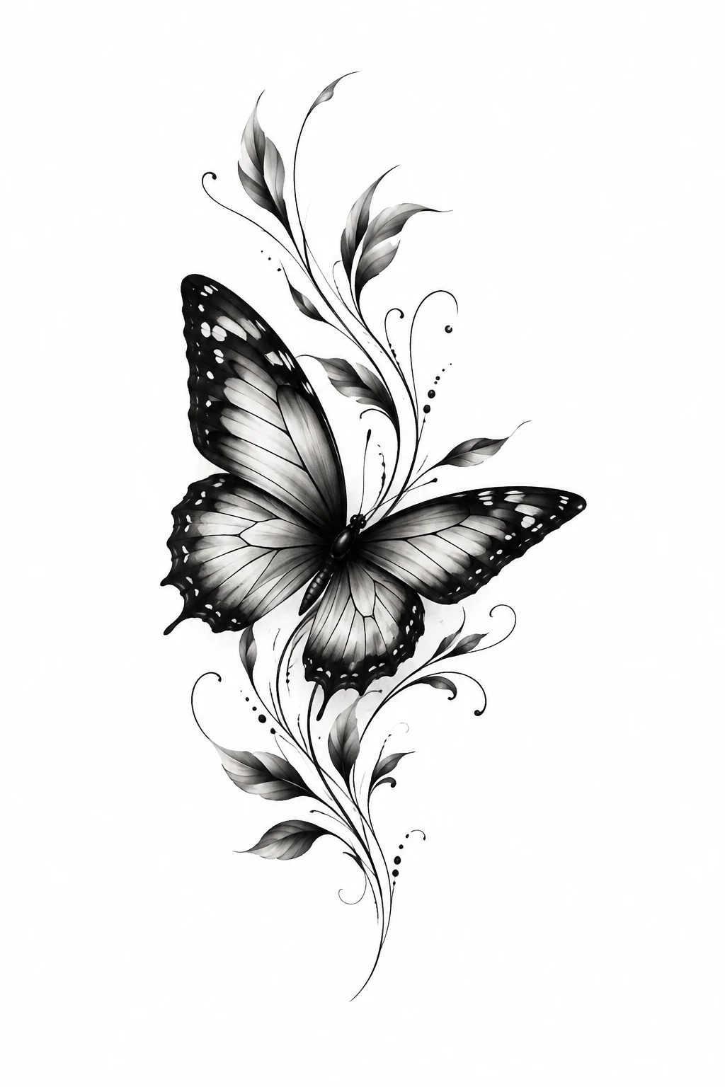 Black-and-Gray Realistic Butterfly — butterfly rib tattoo style outfit