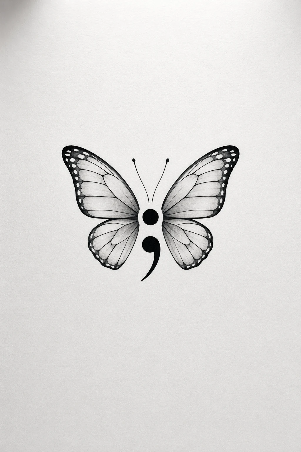 Minimalist Butterfly Semicolon Tattoo — butterfly semicolon tattoo style outfit