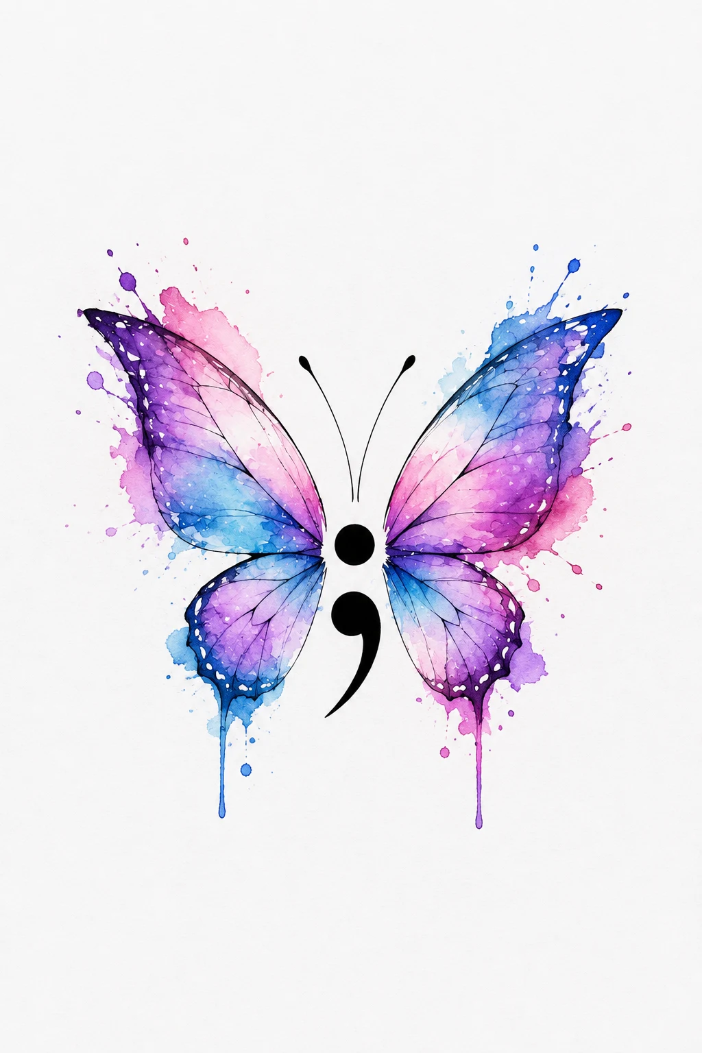 Watercolor Butterfly Semicolon Tattoo — butterfly semicolon tattoo style outfit