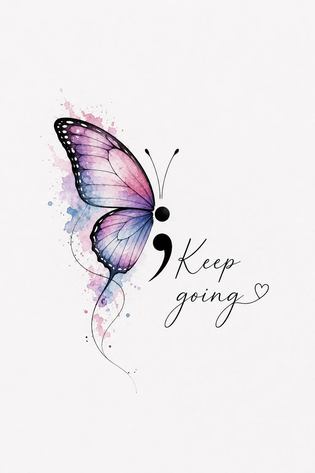 Butterfly Semicolon Tattoo With a Quote — butterfly semicolon tattoo style outfit
