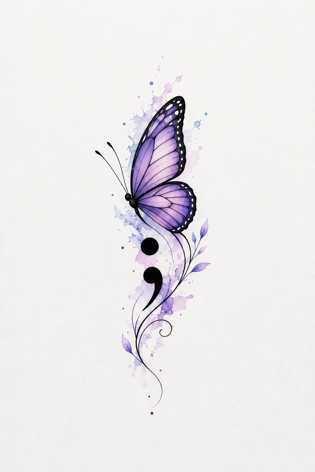 Butterfly Semicolon Tattoo Wrist Design — butterfly semicolon tattoo style outfit