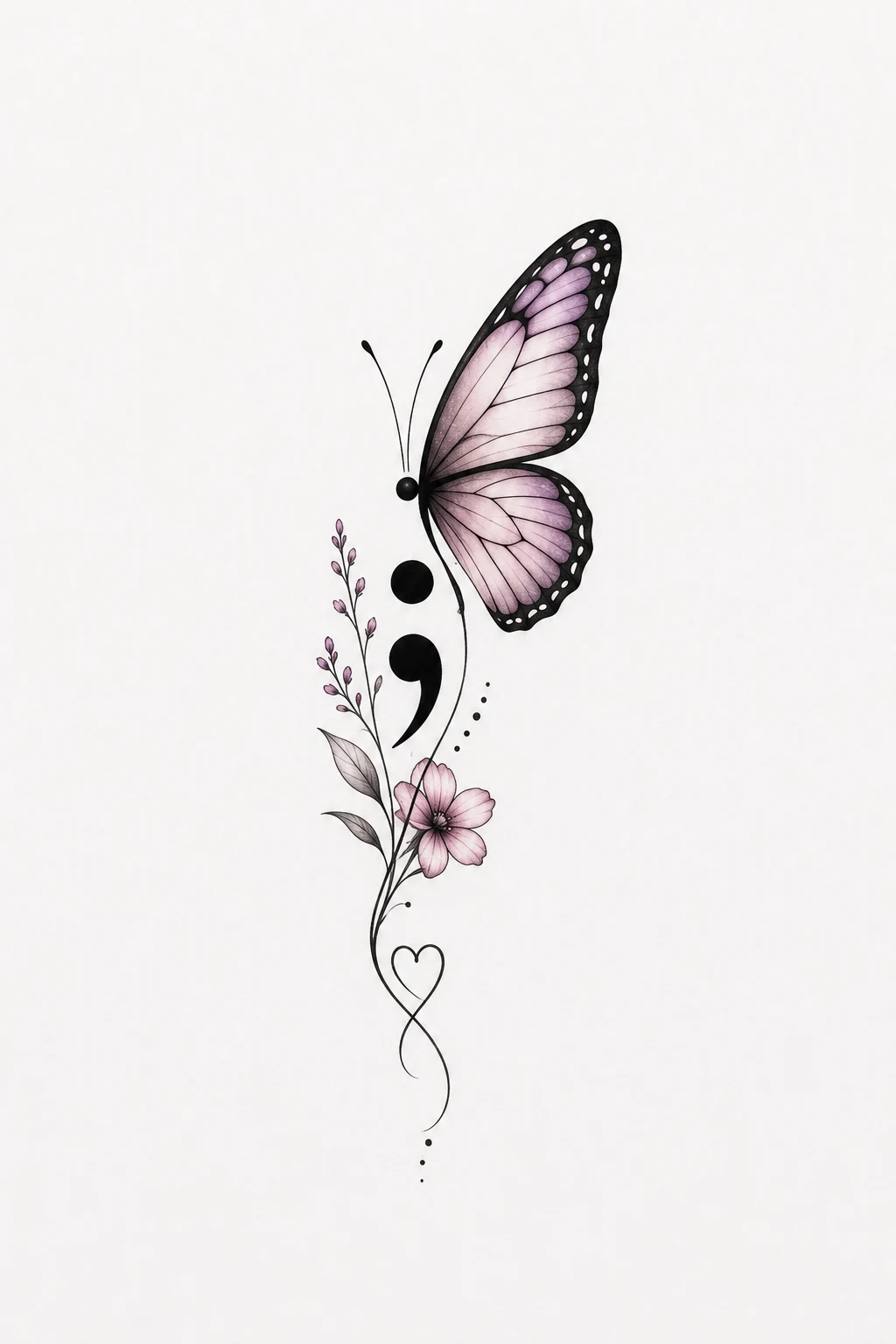 Personalized Butterfly Semicolon Tattoo — butterfly semicolon tattoo style outfit