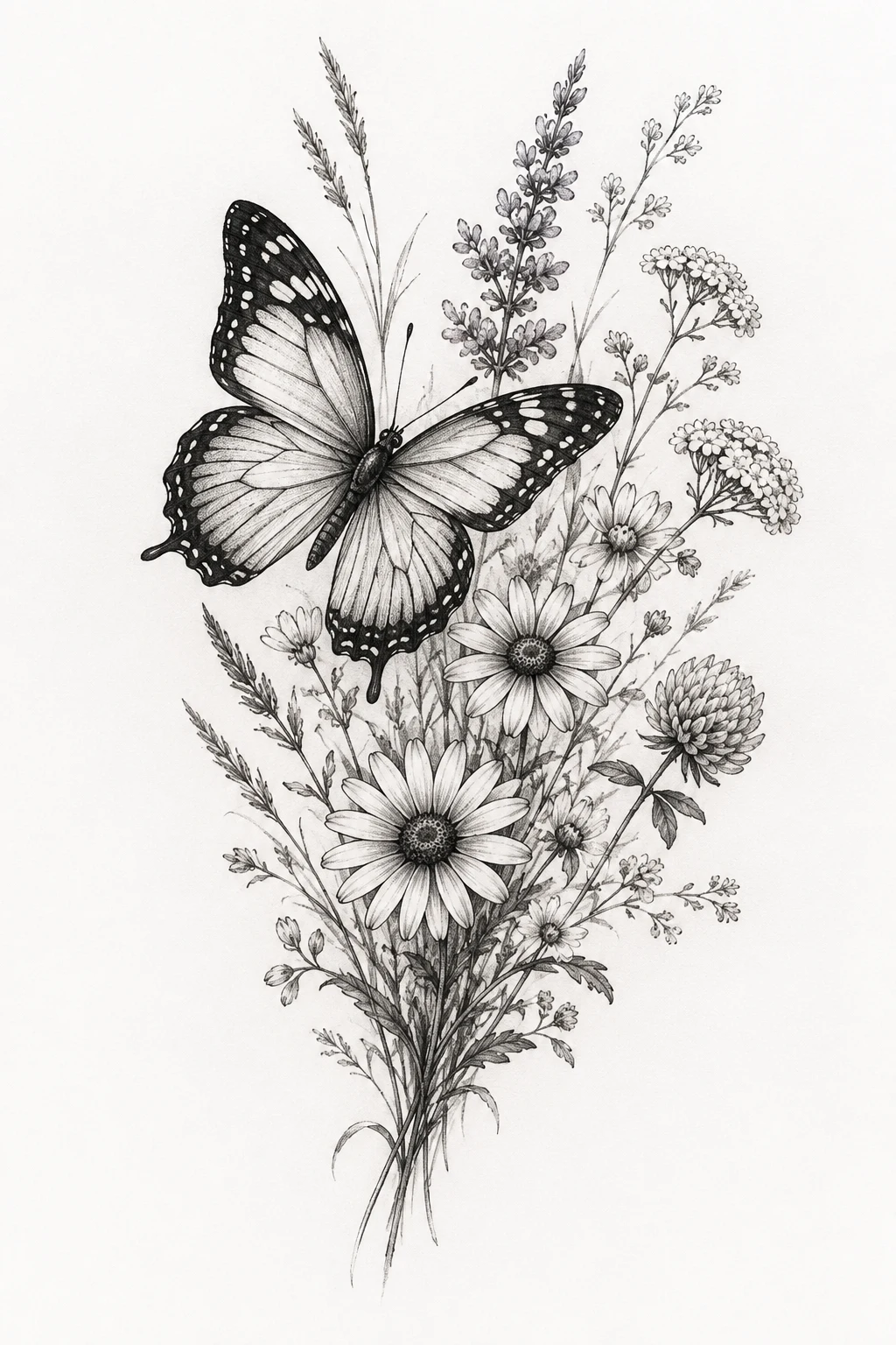 Butterfly With Wildflowers — butterfly shoulder tattoo style outfit