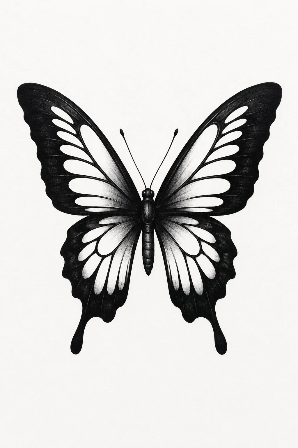 Black Butterfly With Negative Space — butterfly shoulder tattoo style outfit