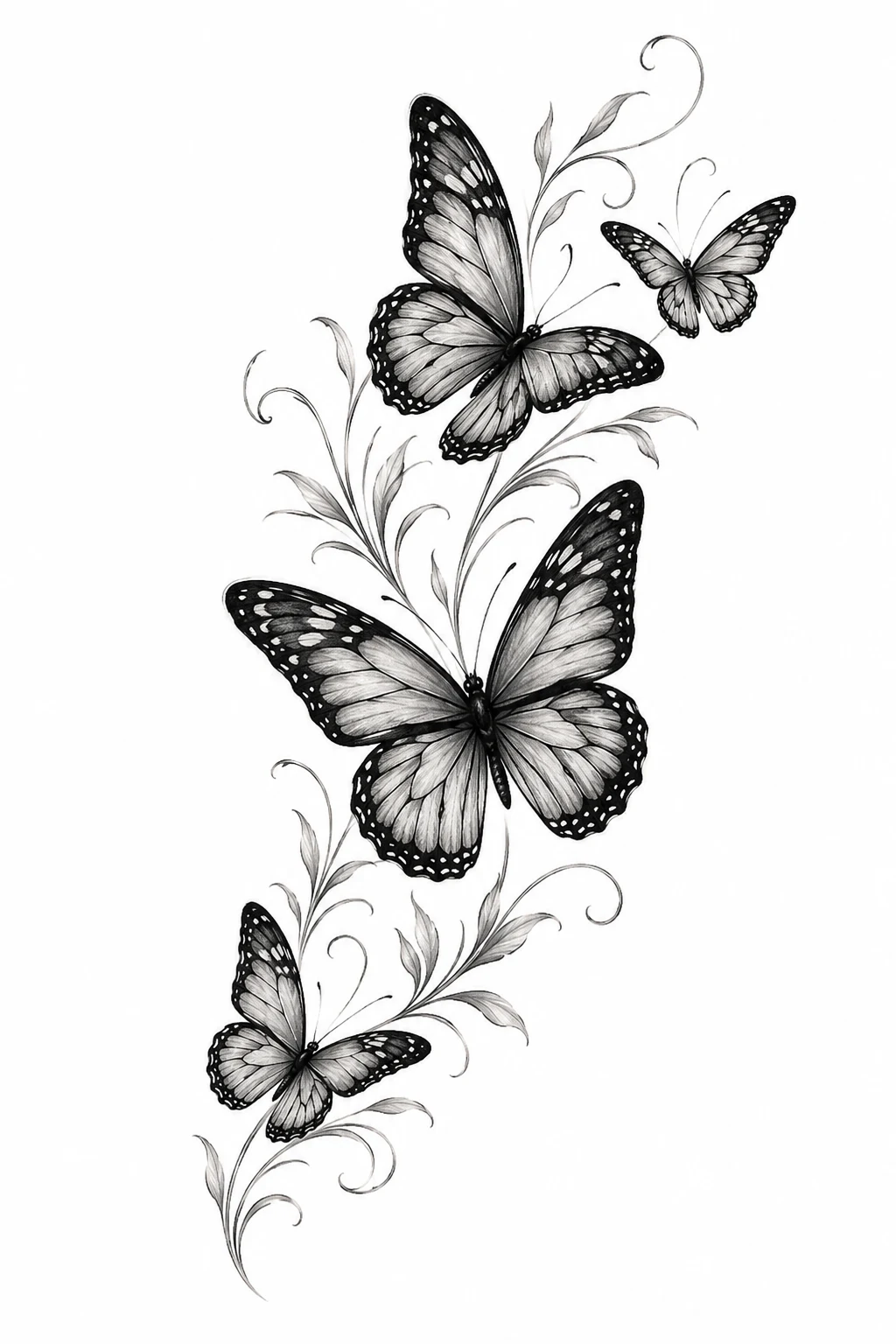 Black-and-Gray Butterfly Cluster — butterfly shoulder tattoo style outfit