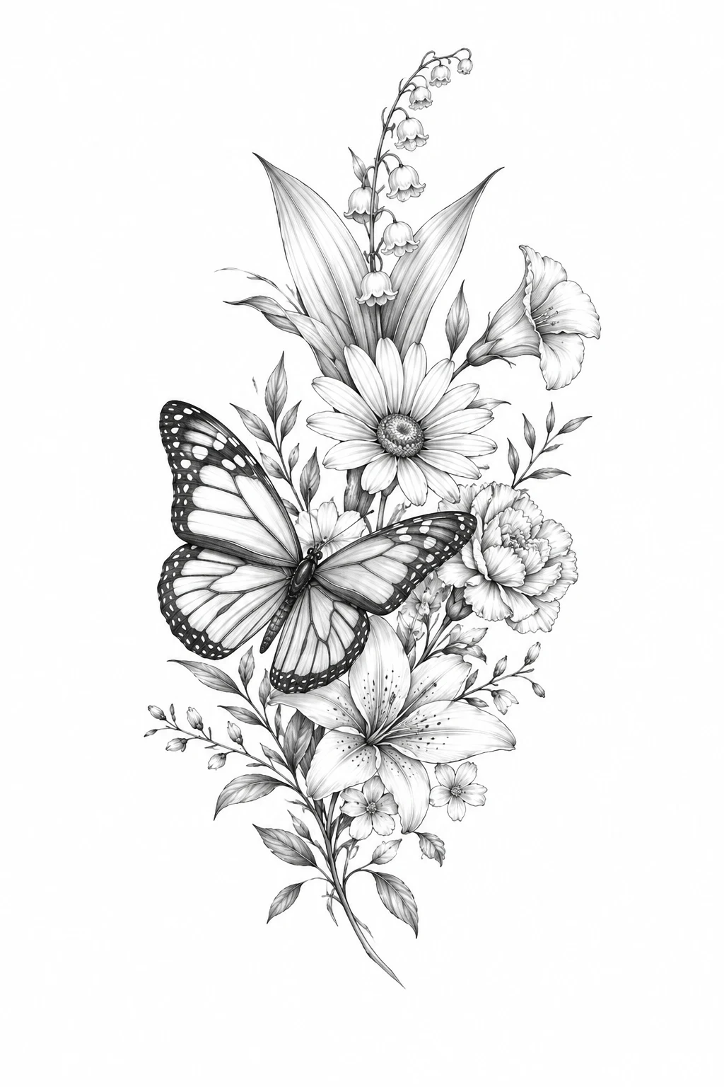 Butterfly With Birth Flowers — butterfly shoulder tattoo style outfit