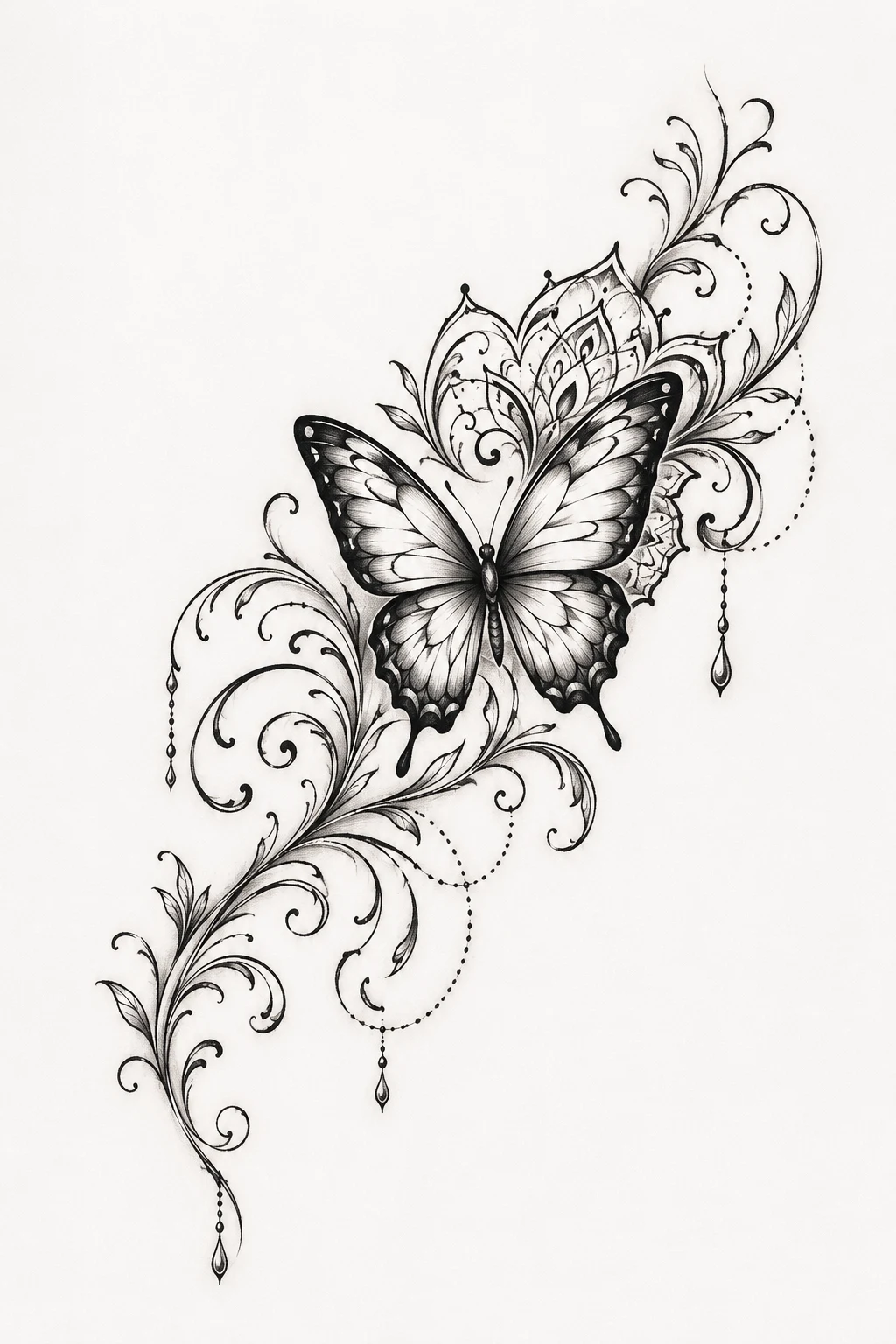 Ornamental Butterfly Shoulder Tattoo — butterfly shoulder tattoo style outfit