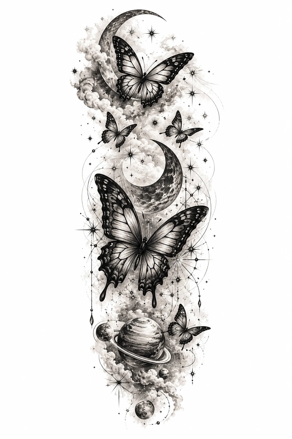 Celestial Butterfly Sleeve — butterfly sleeve tattoo style outfit