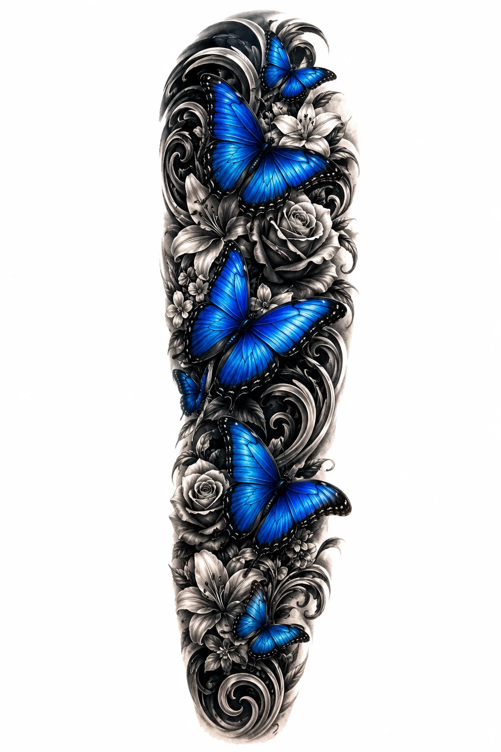 Blue Morpho Statement Sleeve — butterfly sleeve tattoo style outfit