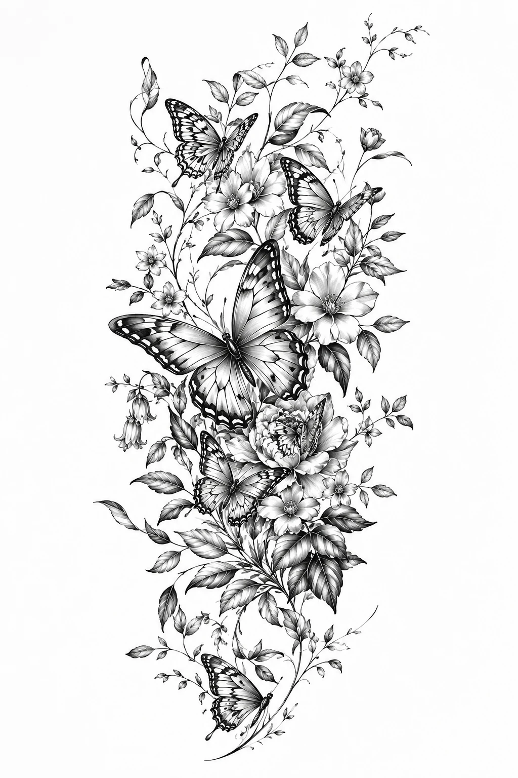 Botanical Butterfly Sleeve Designs — butterfly sleeve tattoo style outfit