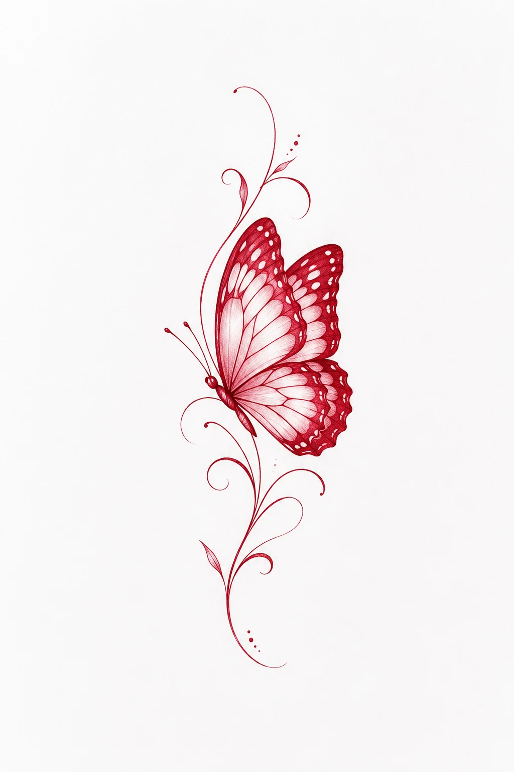Butterfly Tattoo Behind Ear in Red — butterfly tattoo behind ear style outfit