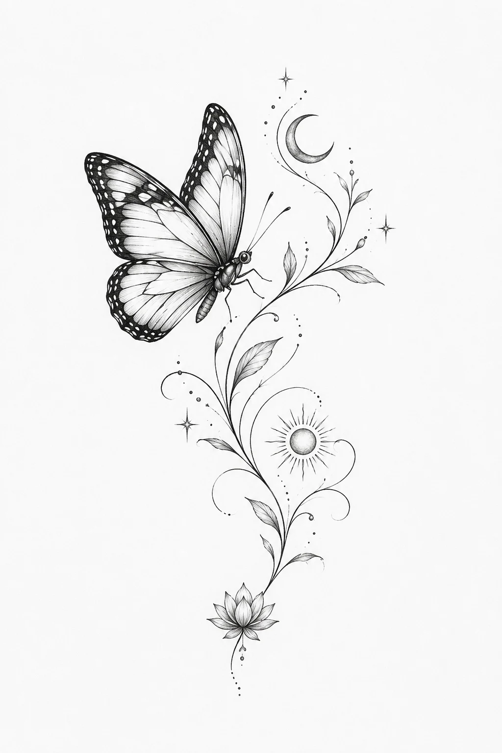 Symbolic Butterfly With Personal Details — butterfly tattoo behind ear style outfit