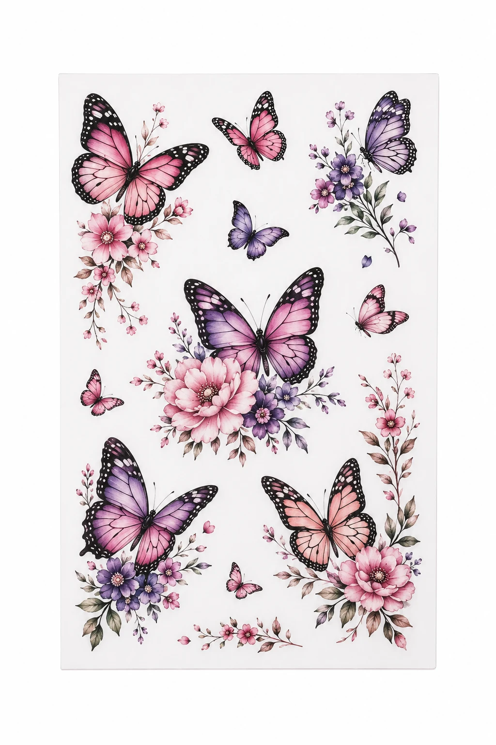 Floral Butterfly Temporary Tattoo Set