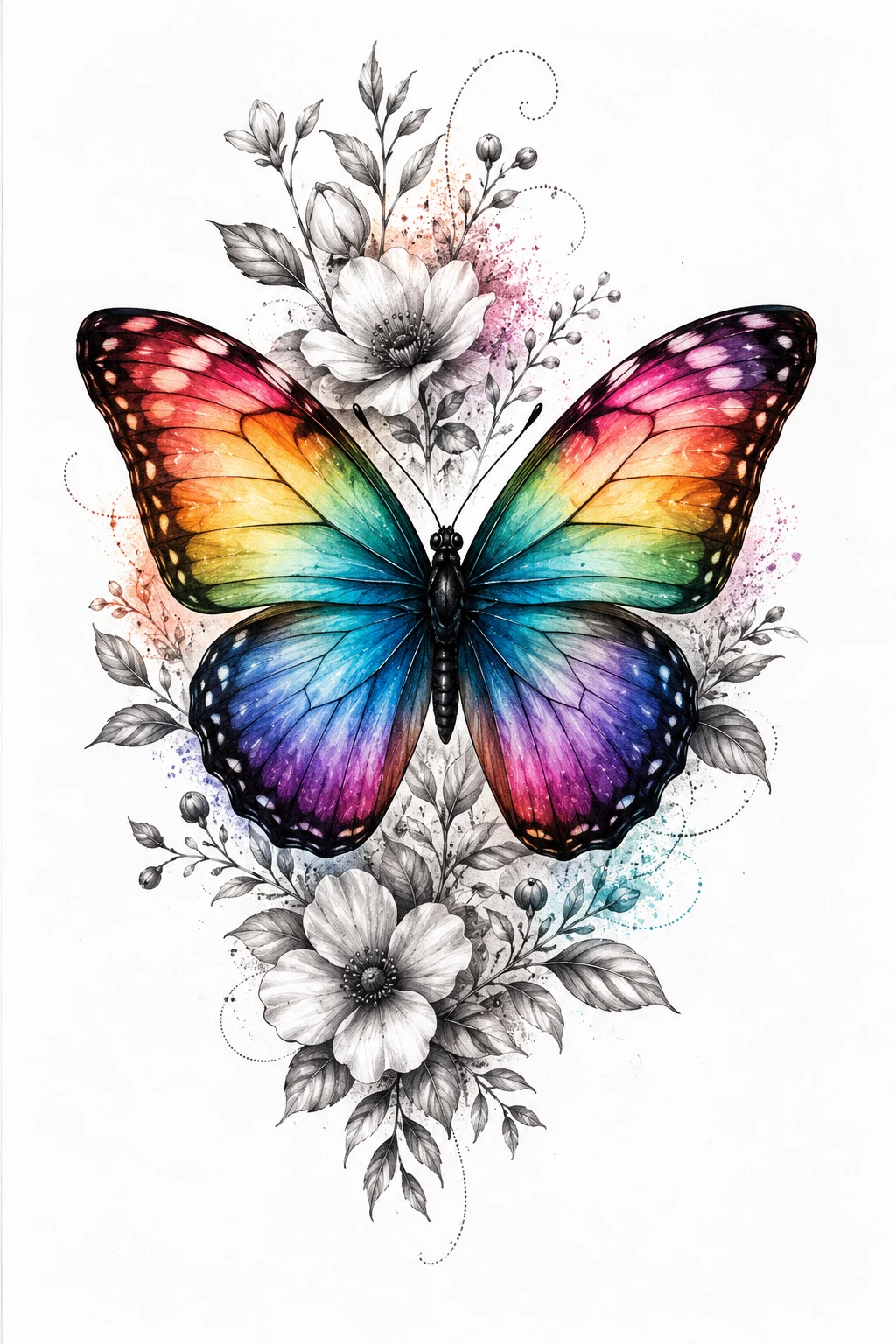 Rainbow Butterfly Tattoo — butterfly tattoo color style outfit
