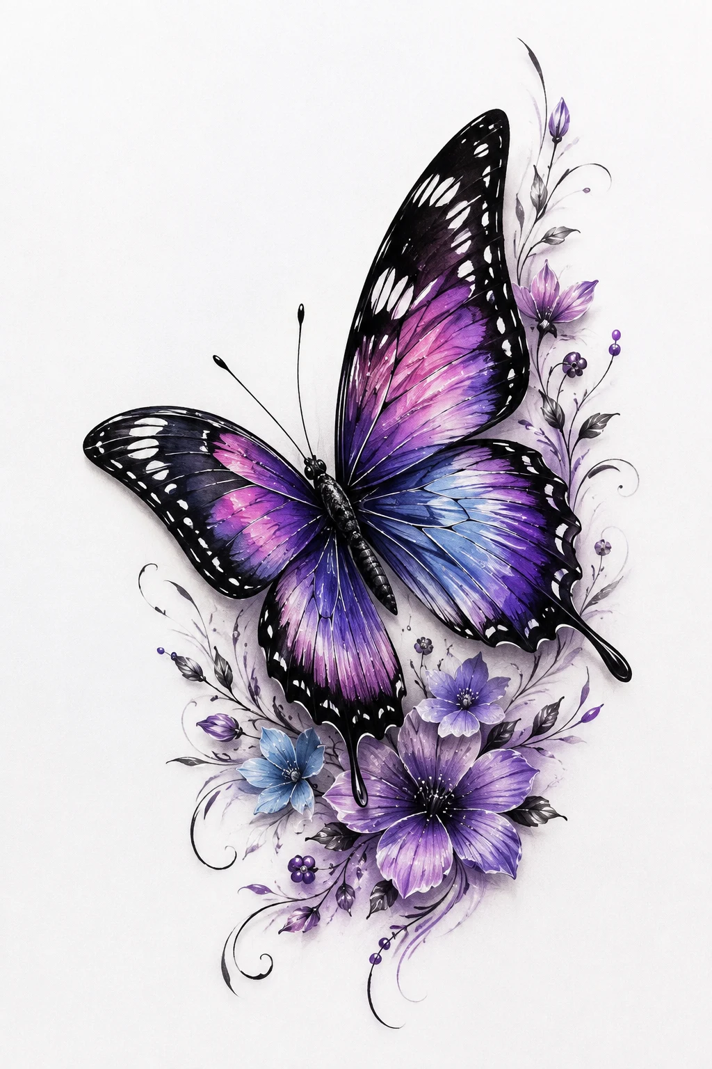 White-Highlight Butterfly — butterfly tattoo color style outfit