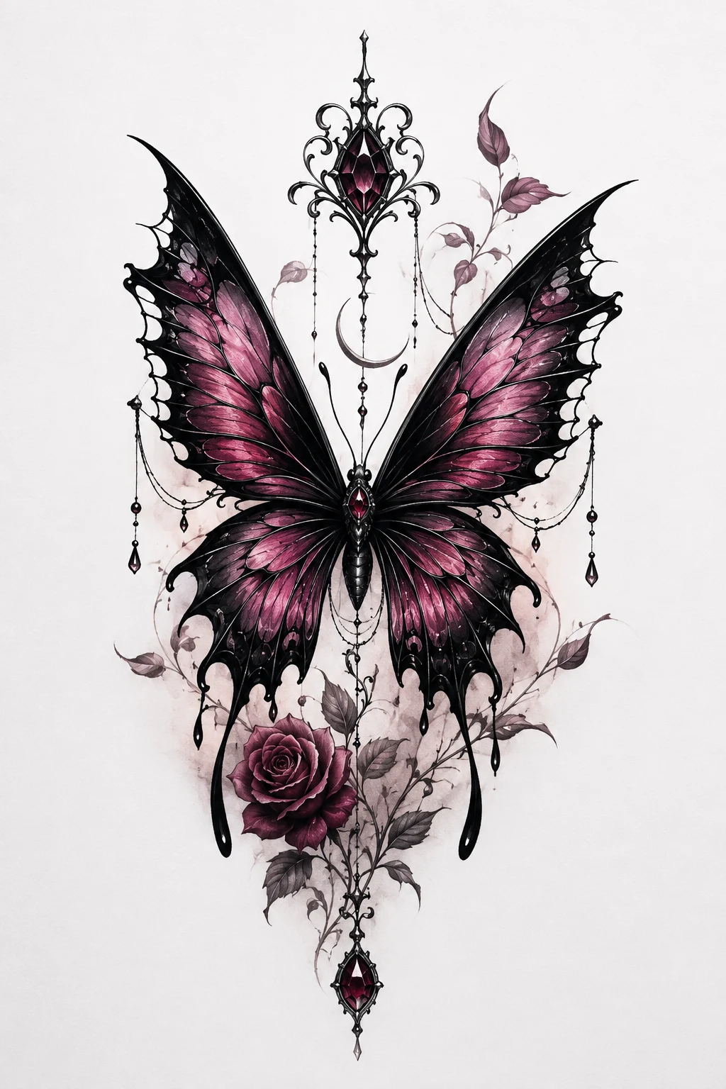 Gothic Butterfly Color — butterfly tattoo color style outfit