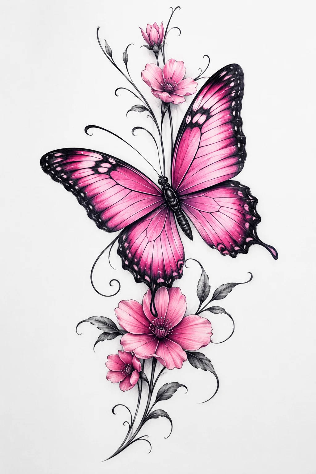 Butterfly Tattoo Color Pink — butterfly tattoo color style outfit