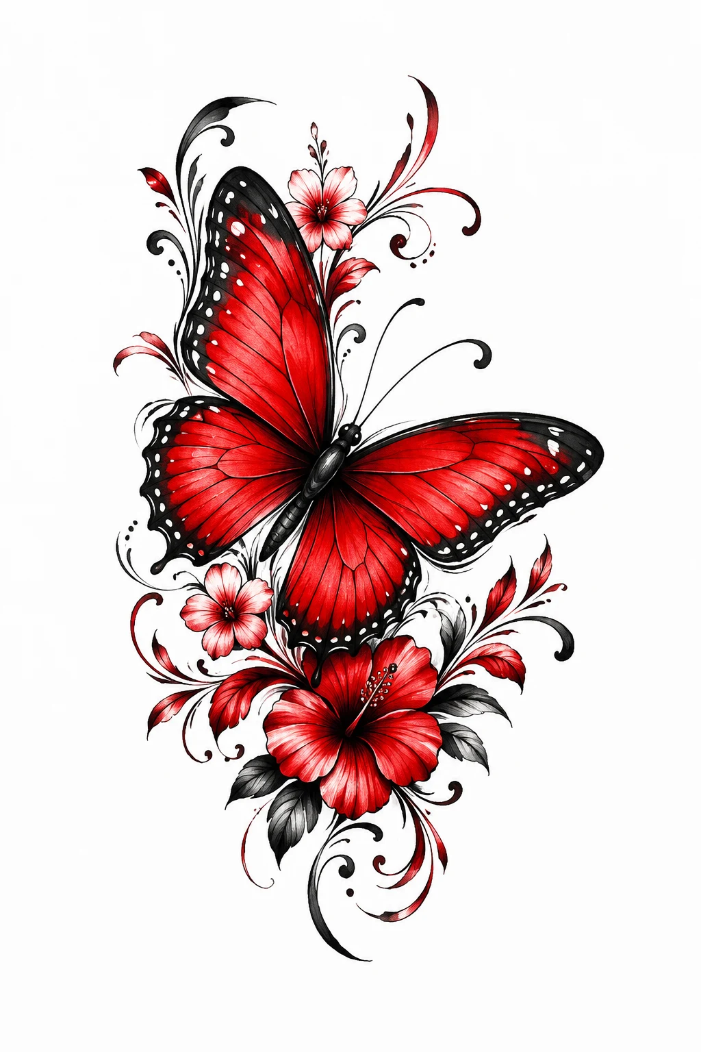 Butterfly Tattoo Color Red — butterfly tattoo color style outfit