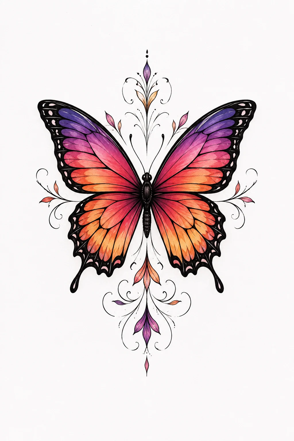 Sunset Gradient Butterfly — butterfly tattoo color style outfit
