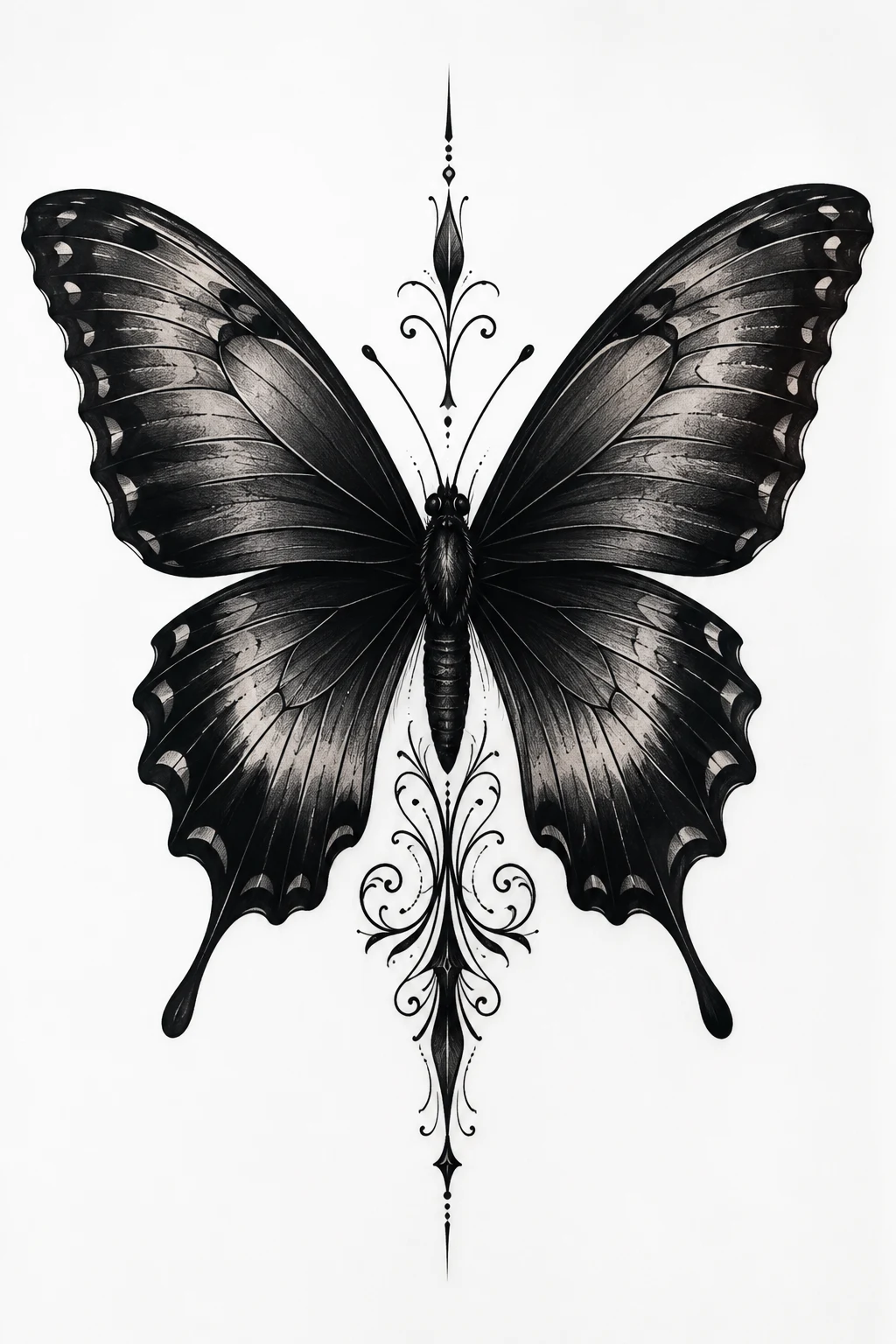 Midnight Black Butterfly Tattoo Cover Up — butterfly tattoo cover up style outfit