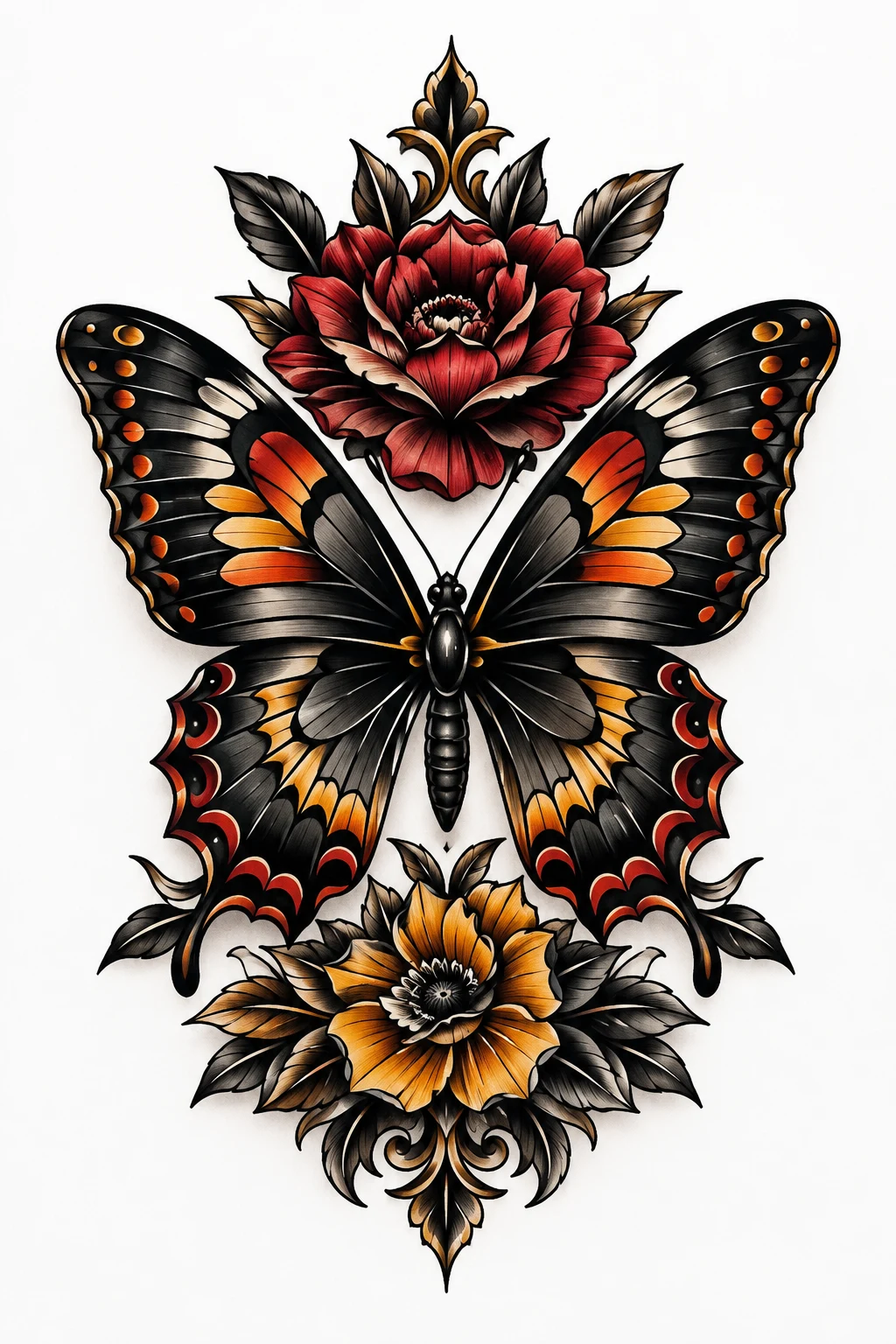 Neo-Traditional Butterfly — butterfly tattoo cover up style outfit