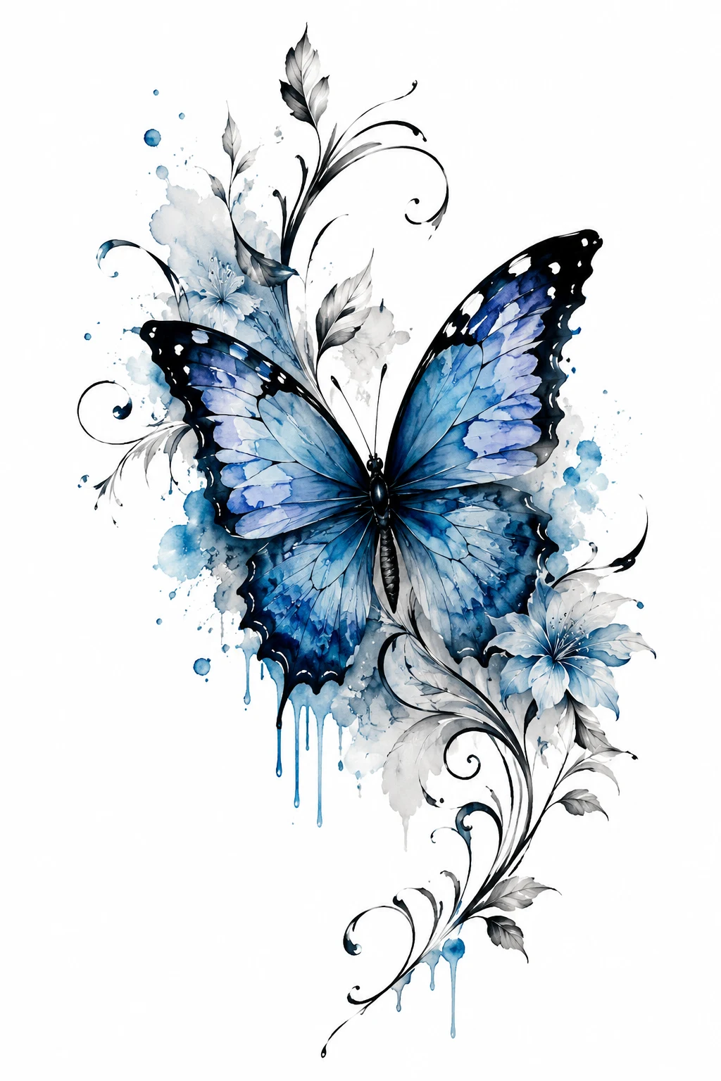 Watercolor Blue Butterfly — butterfly tattoo cover up style outfit