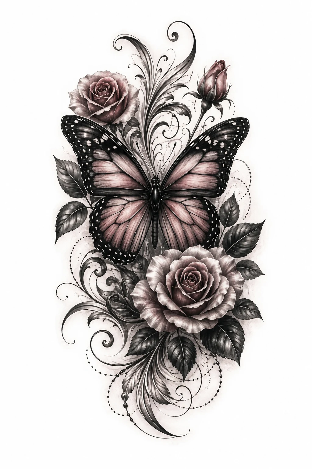 Rose-Wing Butterfly Fusion — butterfly tattoo cover up style outfit