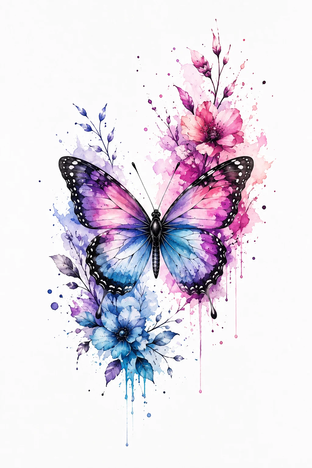 Watercolor Butterfly Tattoo Design with Artistic Splashes — butterfly tattoo design style outfit