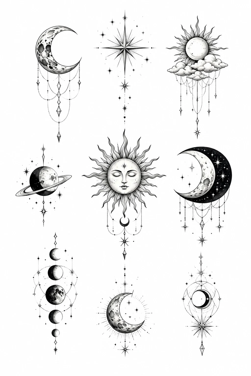 Celestial Tattoo Designs: Moon, Stars & Cosmic Flash