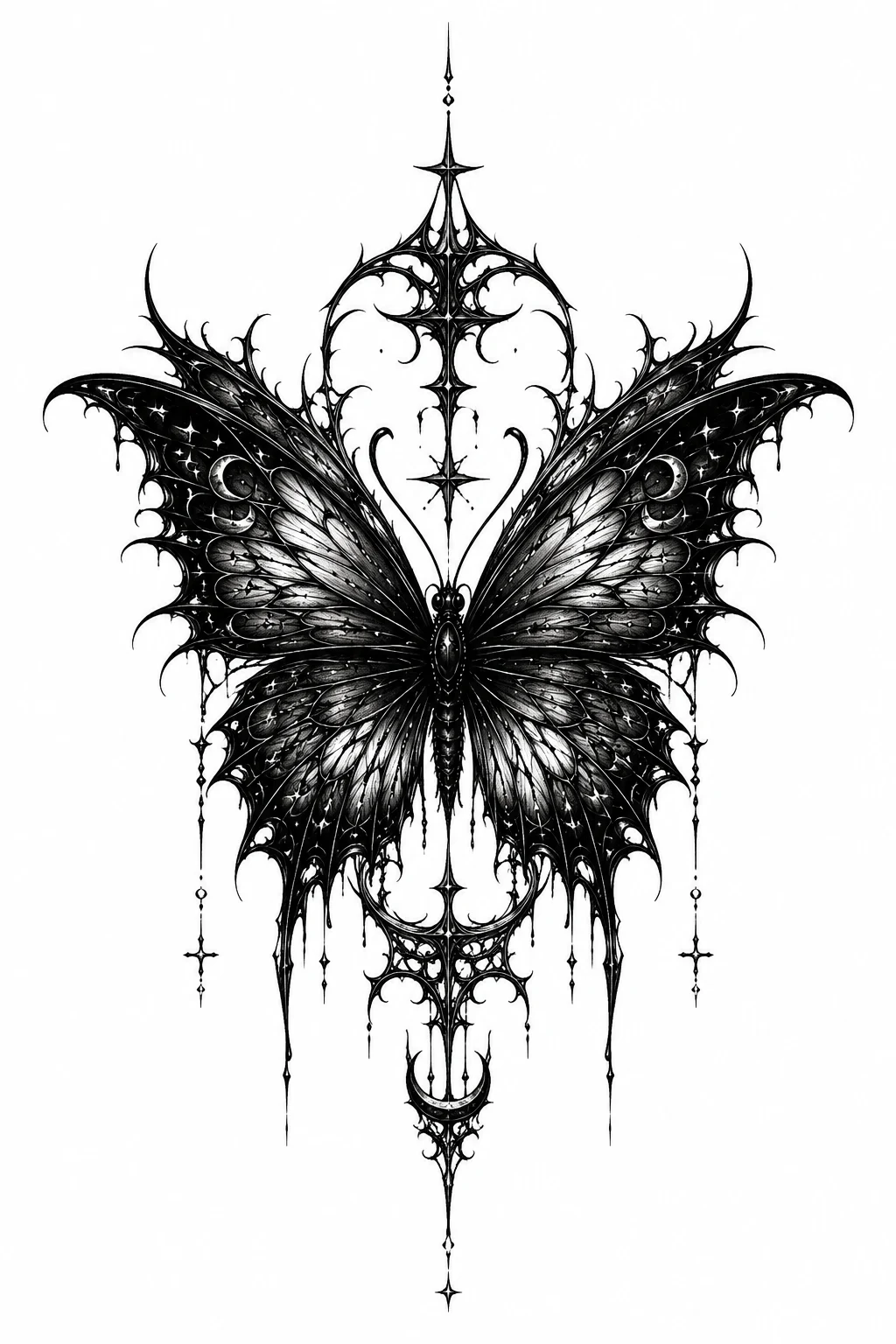 Gothic Blackwork Butterfly — butterfly tattoo ideas style outfit