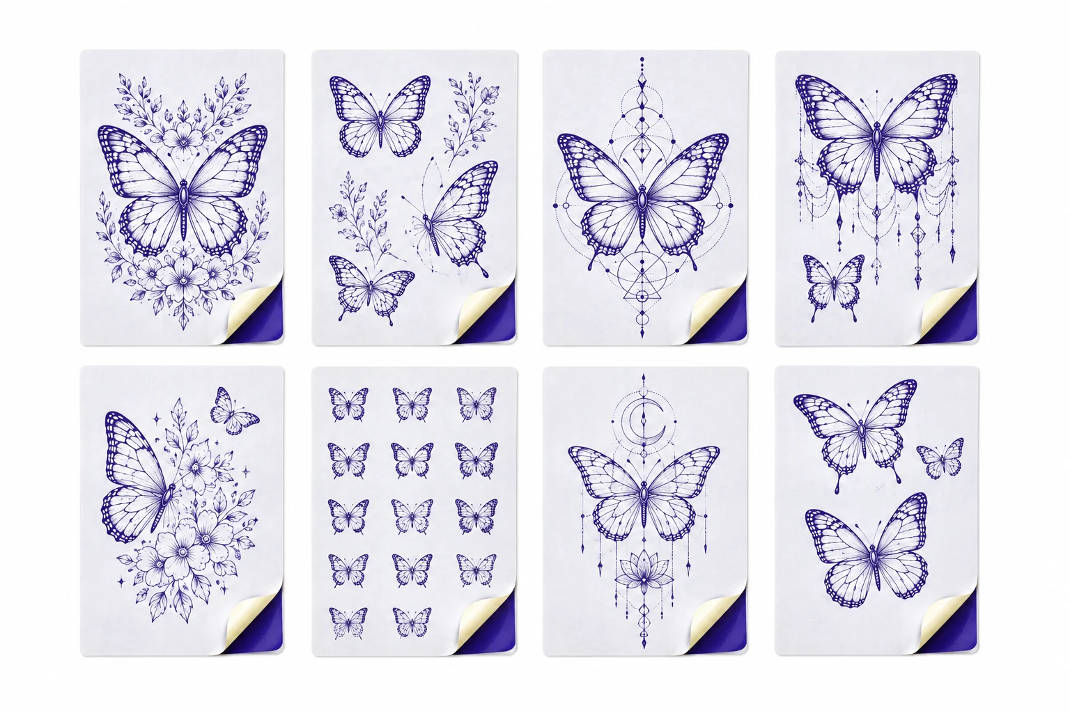 Butterfly Tattoo Stencil Design Set