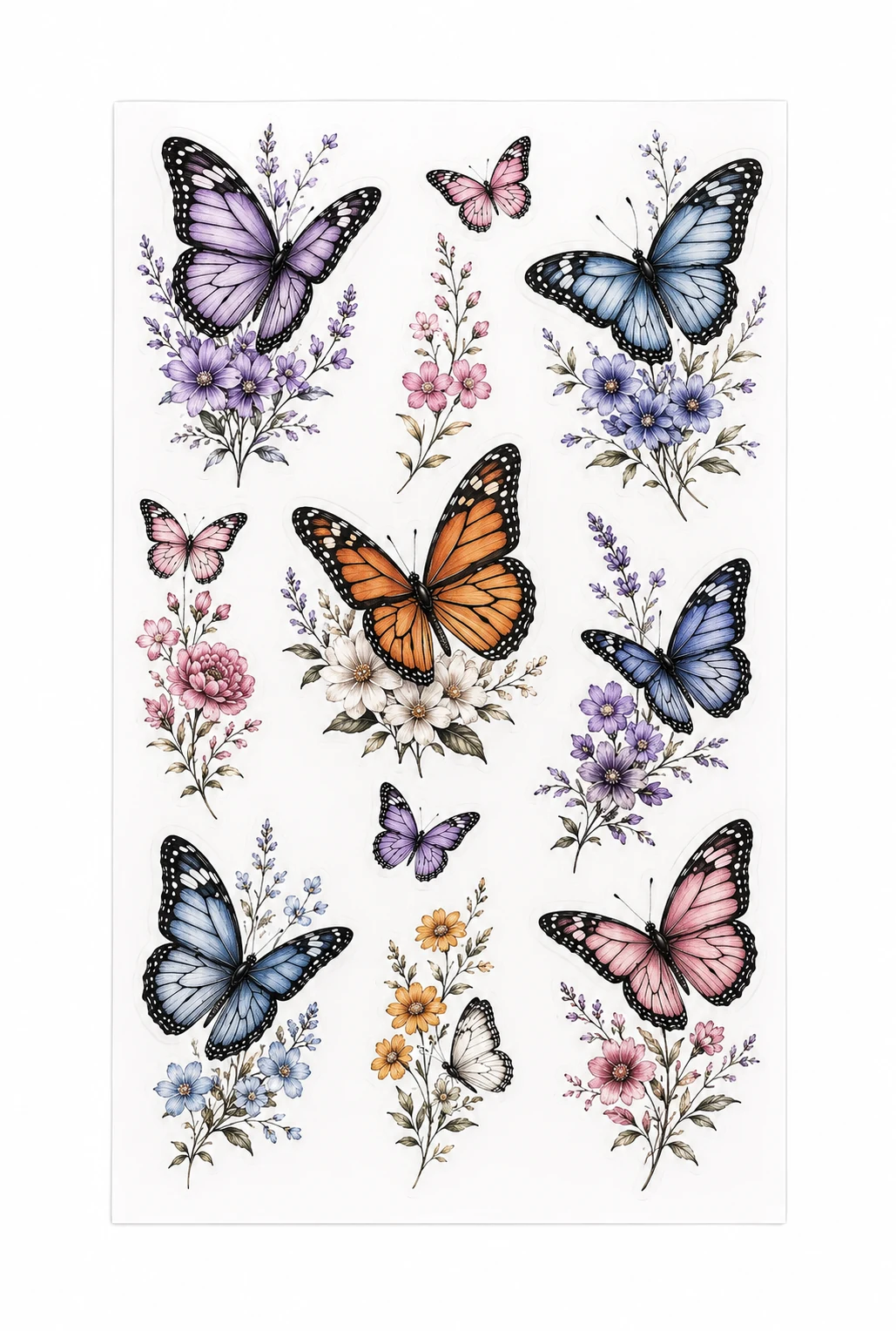 Tattify Butterfly and Flower Temporary Tattoo Set